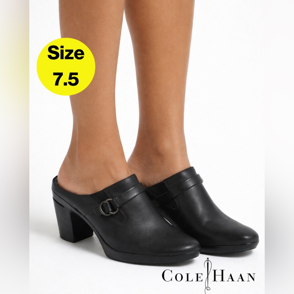 COLE HAAN x NIKE AIR 🖤 Leather Slip-On Mule Heels (Women’s Size 7.5) Like NEW